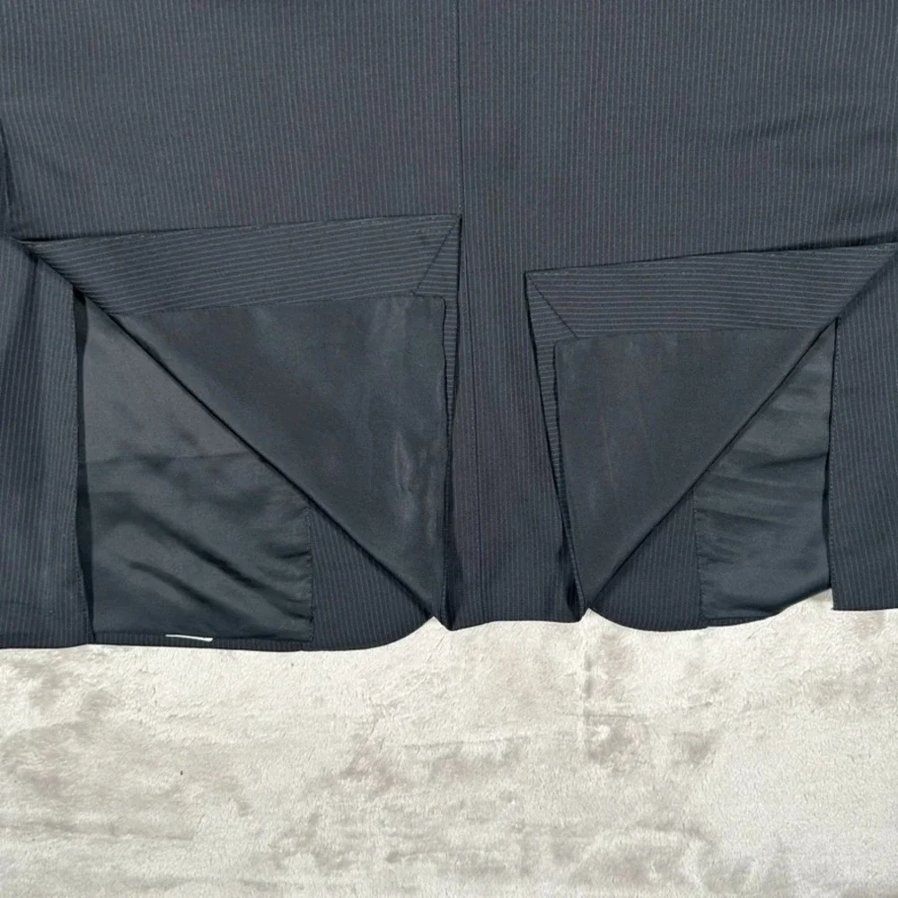 Ermenegildo Zegna Blazer Men 46L Black Striped Wool Sport Coat Designer Italy